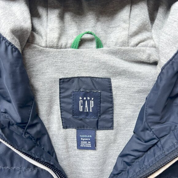 BABY GAP Rain Jacket Full Zip Hoodie Windbreaker Size 5 yrs NAVY Fully Lined EUC - Picture 6 of 10